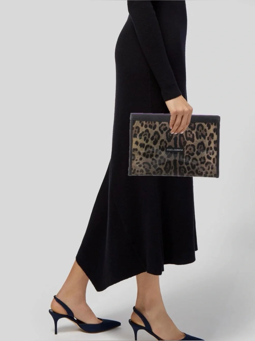 DOLCE & GABBANA Leopard Print Oversized Pouch